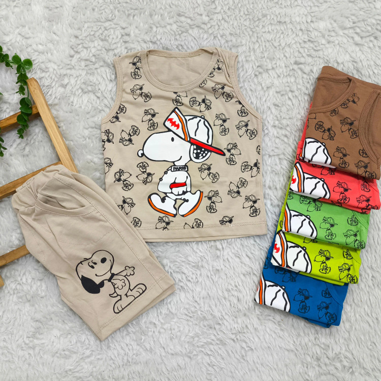 تاپ شلوارک پنبه ای اسنوپی بچگانه - مناسب 1 تا 3 سال - 6 رنگ