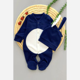 سرهمی و کلاه خرگوشی پوم دار نوزاد | مناسب عکاسی ماهگرد و آتلیه | پنبه نرم و لطیف | سایز 1-2 ماه و 2-4 ماه