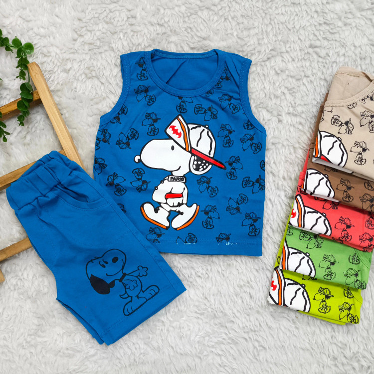 تاپ شلوارک پنبه ای اسنوپی بچگانه - مناسب 1 تا 3 سال - 6 رنگ