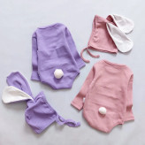 بادی و کلاه کبریتی خرگوشی نوزادی | جنس پنبه | مناسب 3 تا 12 ماه