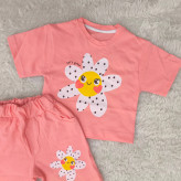 تیشرت و شورتک بچگانه طرح بابونه خندان | جنس پنبه سوپر | سایز بندی 35 و 40