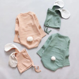 بادی و کلاه کبریتی خرگوشی نوزادی | جنس پنبه | مناسب 3 تا 12 ماه