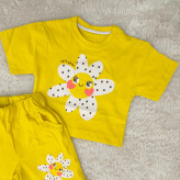 تیشرت و شورتک بچگانه طرح بابونه خندان | جنس پنبه سوپر | سایز بندی 35 و 40