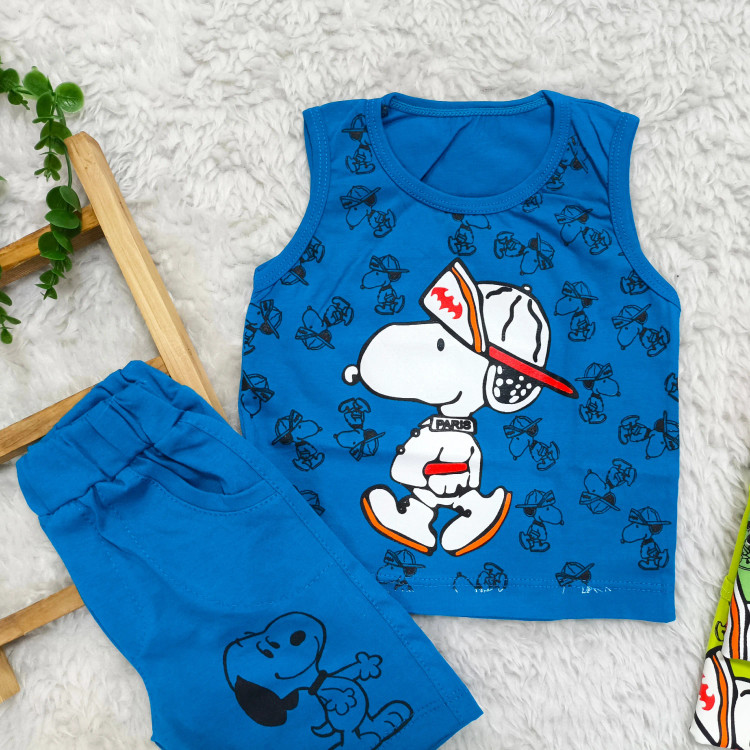 تاپ شلوارک پنبه ای اسنوپی بچگانه - مناسب 1 تا 3 سال - 6 رنگ