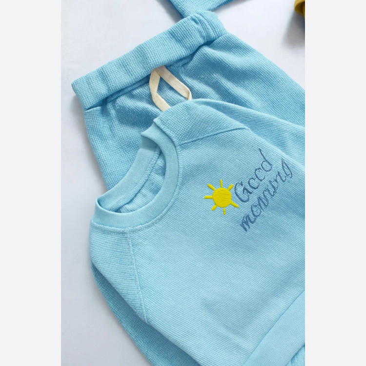 بلوز شلوار و کلاه نوزادی دخترانه پنبه بیسکویتی گلدوزی شده سایز 3 تا 24 ماه