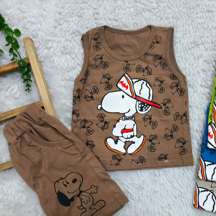 تاپ شلوارک پنبه ای اسنوپی بچگانه - مناسب 1 تا 3 سال - 6 رنگ