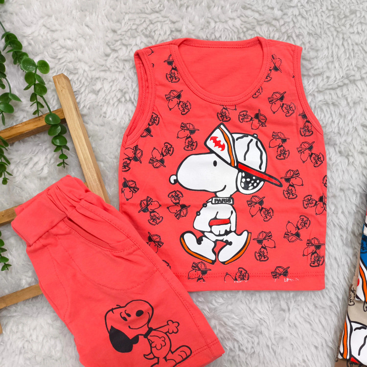 تاپ شلوارک پنبه ای اسنوپی بچگانه - مناسب 1 تا 3 سال - 6 رنگ