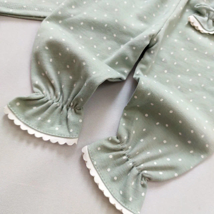 بلوز شلوار نوزادی دخترانه طرح خالدار سبز پنبه اعلا 3 ماه تا 3 سال