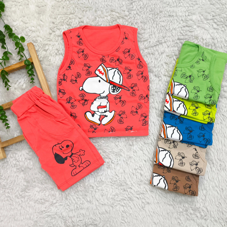 تاپ شلوارک پنبه ای اسنوپی بچگانه - مناسب 1 تا 3 سال - 6 رنگ