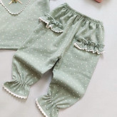 بلوز شلوار نوزادی دخترانه طرح خالدار سبز پنبه اعلا 3 ماه تا 3 سال