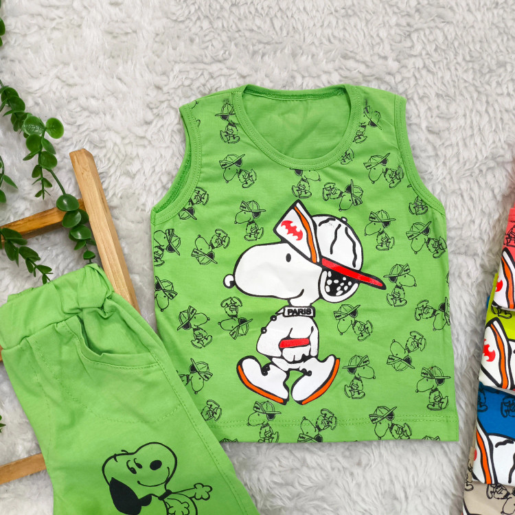 تاپ شلوارک پنبه ای اسنوپی بچگانه - مناسب 1 تا 3 سال - 6 رنگ