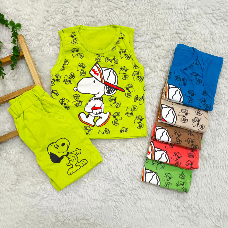 تاپ شلوارک پنبه ای اسنوپی بچگانه - مناسب 1 تا 3 سال - 6 رنگ