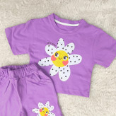 تیشرت و شورتک بچگانه طرح بابونه خندان | جنس پنبه سوپر | سایز بندی 35 و 40