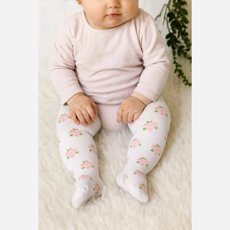 جوراب شلواری گلدار پنبهای چهار فصل نوزاد | سایز 0 تا 12 ماه | نرم و لطیف