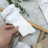 جوراب نیم ساق گندمی پاپیونی نخی پنبه اعلا دخترانه | مناسب 6 ماه تا 6 سال