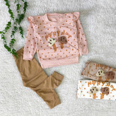 بلوز شلوار دخترانه طرح قارچ برجسته، جنس پنبه، مناسب 3 ماه تا 2 سال