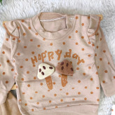 بلوز شلوار دخترانه طرح قارچ برجسته، جنس پنبه، مناسب 3 ماه تا 2 سال