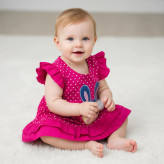 سارافون و شورت نوزادی دخترانه طرح خال خالی جنس کتان نخ خنک و لطیف در چهار رنگ و دو سایز