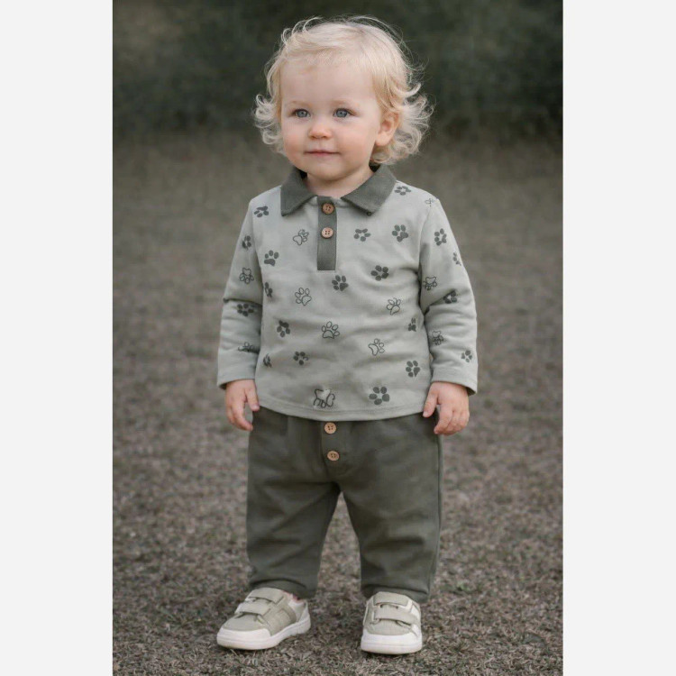 بلوز شلوار مجلسی پسرانه تریکو و کتان پنبه، سایز بدو تولد تا سه سال و نیم