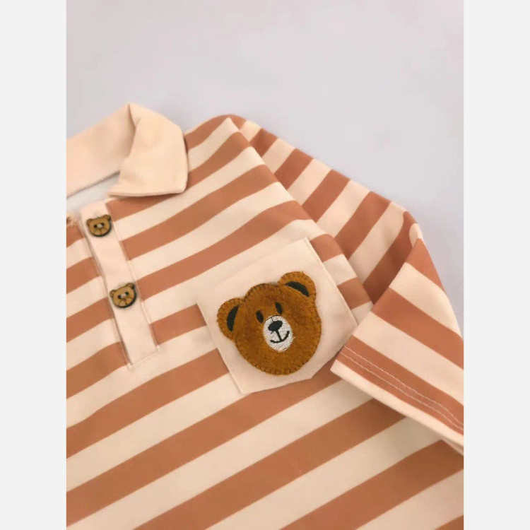 بلوز شلوار راه راه تدی دخترانه و پسرانه جنس پنبه و مخمل کبریتی سایز 6 ماه تا 3 سال