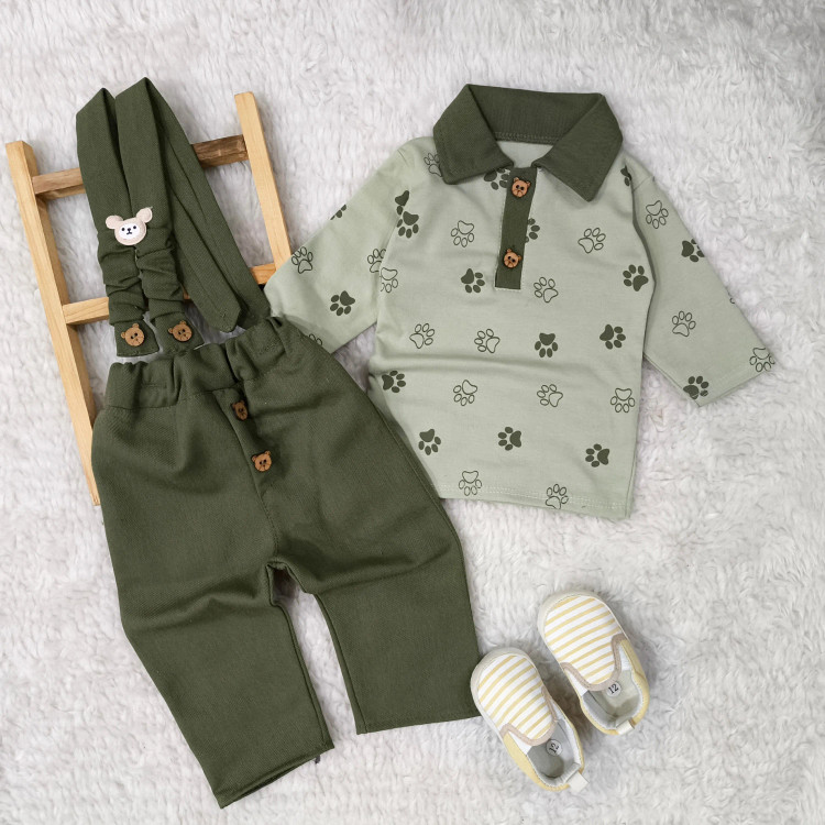 بلوز شلوار مجلسی پسرانه تریکو و کتان پنبه، سایز بدو تولد تا سه سال و نیم