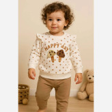 بلوز شلوار دخترانه طرح قارچ برجسته، جنس پنبه، مناسب 3 ماه تا 2 سال