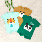 رامپر آستین کوتاه طرح حیوانات نوزاد | پنبه اعلا | سایز 6 تا 36 ماه