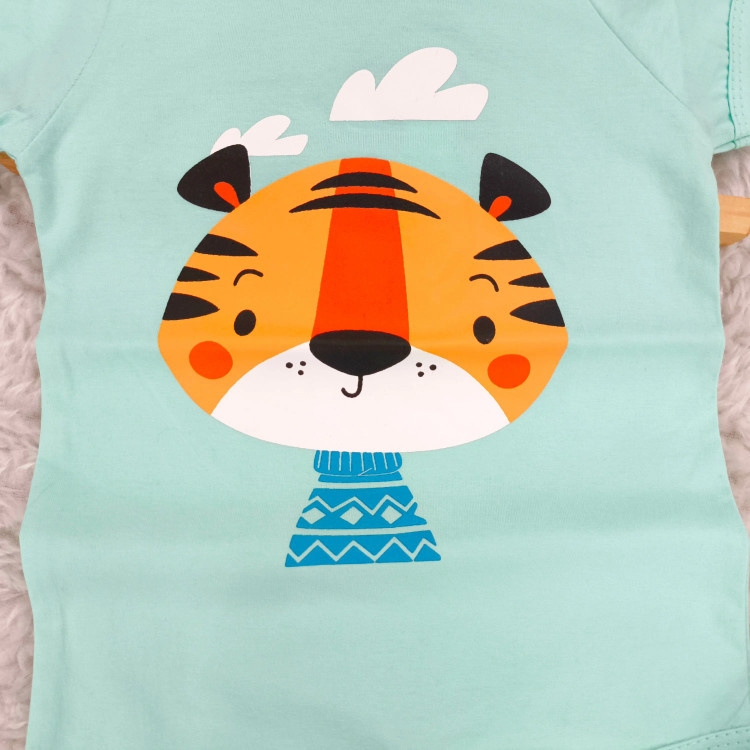 رامپر آستین کوتاه طرح حیوانات نوزاد | پنبه اعلا | سایز 6 تا 36 ماه