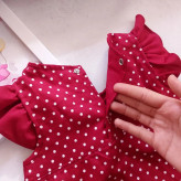 سارافون و شورت نخی دخترانه خال خالی | مناسب 1 تا 3 سال