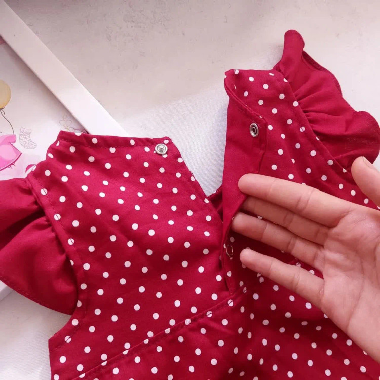 سارافون و شورت نخی دخترانه خال خالی | مناسب 1 تا 3 سال