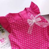 سارافون و شورت نخی دخترانه خال خالی | مناسب 1 تا 3 سال