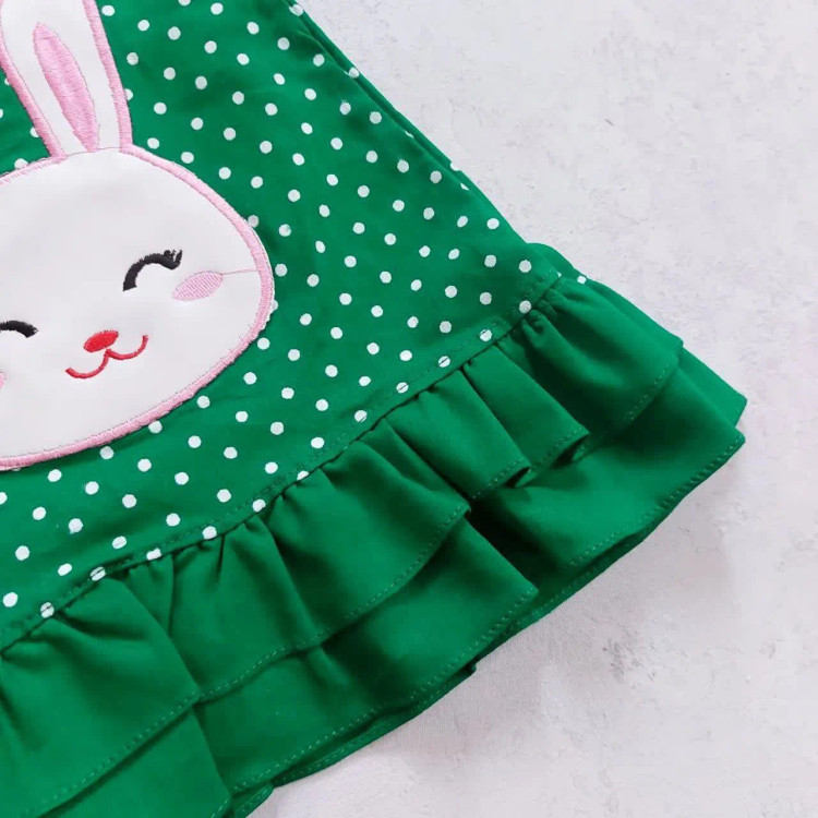 سارافون شورت بچگانه طرح خرگوش ملوس | کتان نخ لطیف و خنک | چهار رنگ | سایز 35 و 40