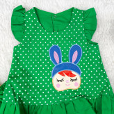 سارافون و شورت نوزادی دخترانه طرح خال خالی جنس کتان نخ خنک و لطیف در چهار رنگ و دو سایز