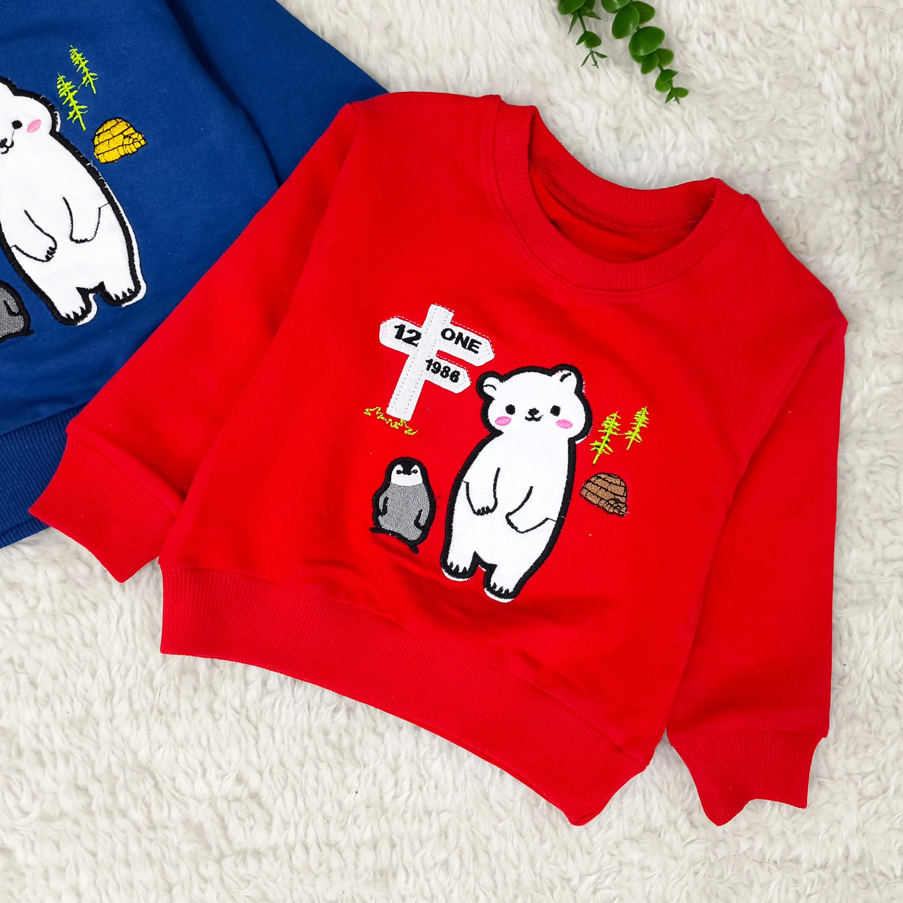 بلوز تک لش پسرانه و دخترانه طرح خرس قطبی و پنگوئن - سایزبندی 1 تا 3 سال