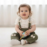 بلوز شلوار مجلسی دخترانه تریکو و کتان پنبه | مناسب بدو تولد تا 3.5 سال