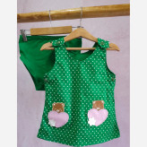 سارافون شورت نخی خرس و قلب چهار رنگ مناسب 1 تا 3 سال