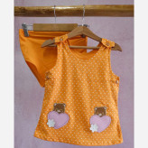 سارافون شورت نخی خرس و قلب چهار رنگ مناسب 1 تا 3 سال