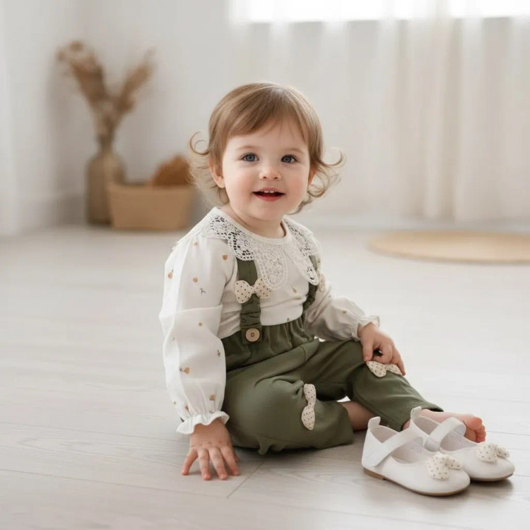 بلوز شلوار مجلسی دخترانه تریکو و کتان پنبه | مناسب بدو تولد تا 3.5 سال