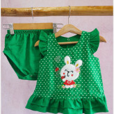 سارافون شورت بچگانه طرح خرگوش ملوس | کتان نخ لطیف و خنک | چهار رنگ | سایز 35 و 40