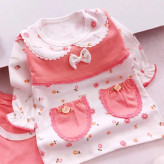 بلوز شلوار نوزادی دخترانه گلبهی پنبه لطیف سایز بندی 5 سایز