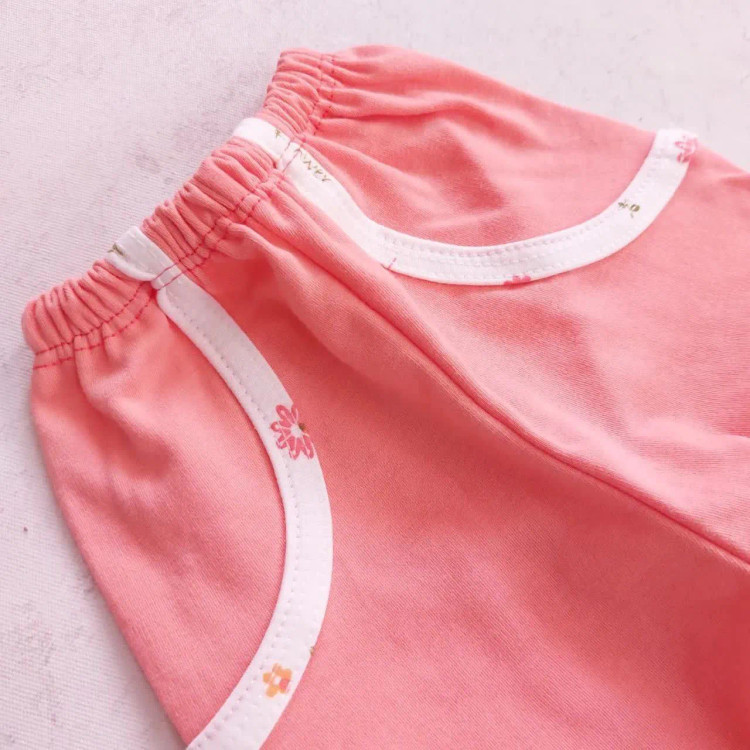 بلوز شلوار نوزادی دخترانه گلبهی پنبه لطیف سایز بندی 5 سایز