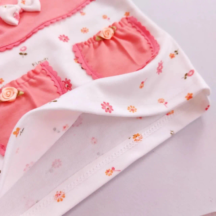 بلوز شلوار نوزادی دخترانه گلبهی پنبه لطیف سایز بندی 5 سایز