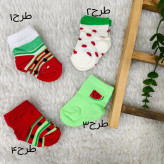 جوراب نیم ساق یلدایی نوزاد طرح انار - پنبه صد درصد نرم و لطیف - سایز 0 تا 6 ماه