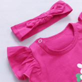 رامپر و هدبند نوزاد دخترانه پنبه ای طرح شکوفه، سایز 0 تا 8 ماه، چهار رنگ