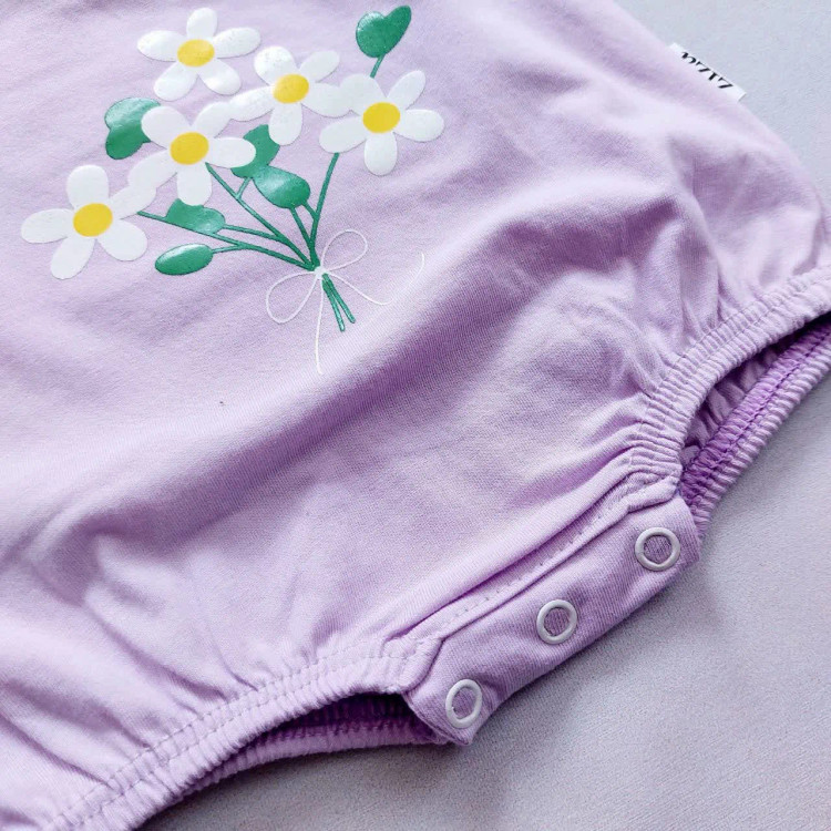 رامپر و هدبند نوزاد دخترانه پنبه ای طرح شکوفه، سایز 0 تا 8 ماه، چهار رنگ