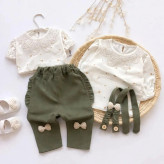 بلوز شلوار مجلسی دخترانه تریکو و کتان پنبه | مناسب بدو تولد تا 3.5 سال