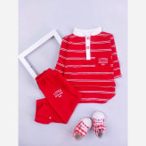 بلوز شلوار یلدایی نوزادی پسرانه طرح انار - جنس پنبه لطیف - سایز 3 ماه تا 3 سال