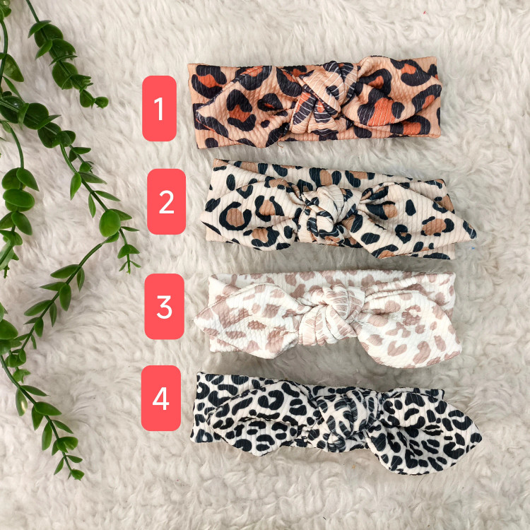 هدبند پلنگی نوزاد و کودک | جنس کبریتی کشسان | مناسب 3 ماه تا 3 سال