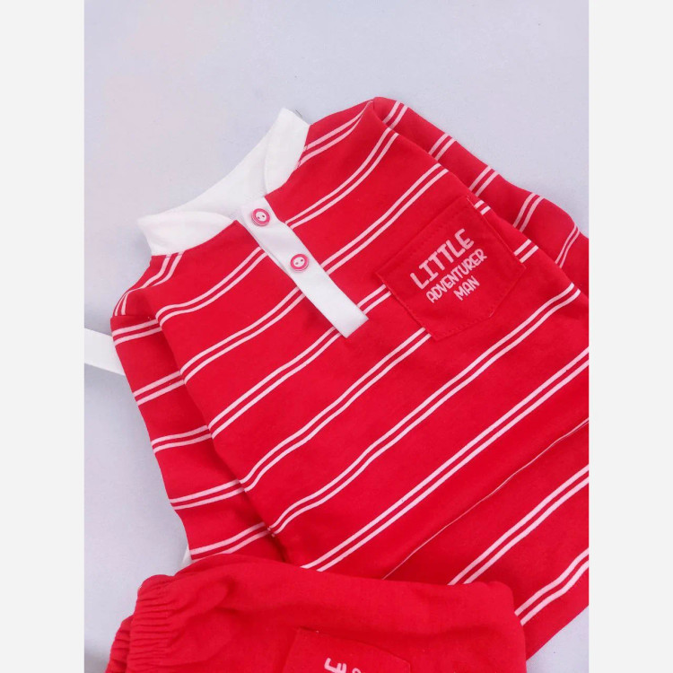 بلوز شلوار یلدایی نوزادی پسرانه طرح انار - جنس پنبه لطیف - سایز 3 ماه تا 3 سال