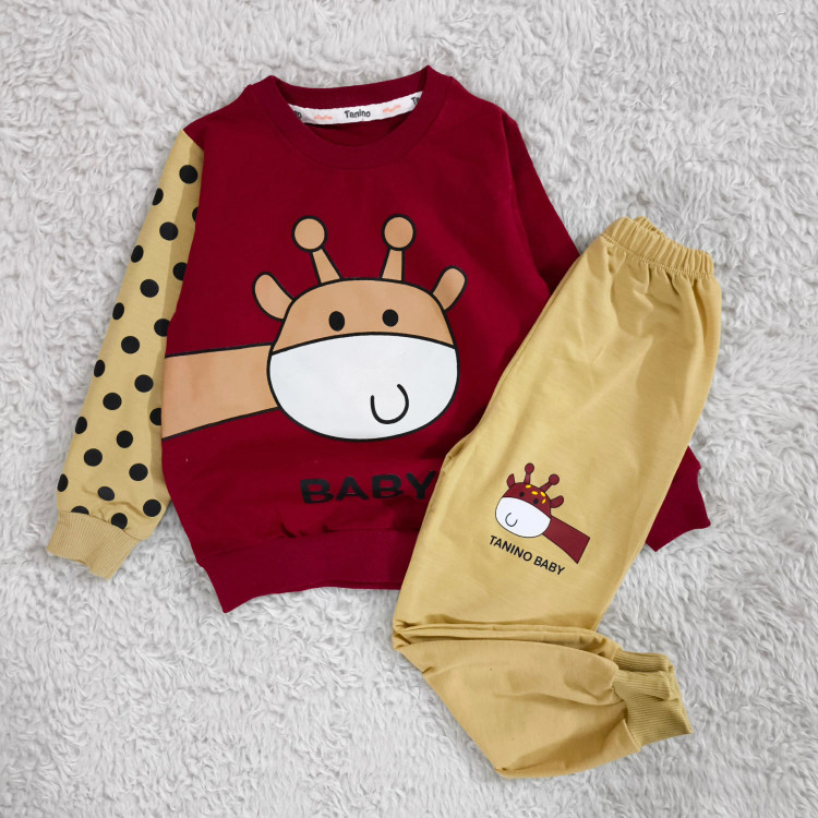 بلوز شلوار پسرانه زرافه خالدار پنبه دورس نرم و لطیف سایز 45 و 50